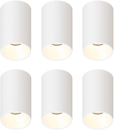 Ledvion – 6x LED Opbouwspot Rond ø80mm – Wit – Dimbaar – GU10 – 2700K – 3W – IP20