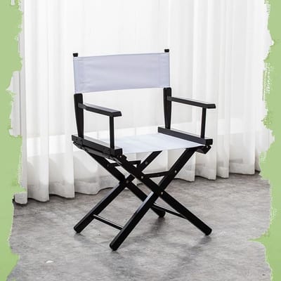 Vouwbare Directeur Stoel - Houten Kruk - Buiten Zitten - Lichtgewicht Ontwerp - 75 cm Hoog - Wit Zwart