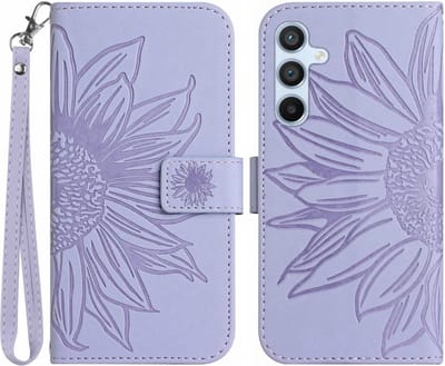 Coverup Hoesje - Geschikt voor Samsung Galaxy A26 Hoesje - Coverup Zonnebloem Book Case met Koord - Lavendel