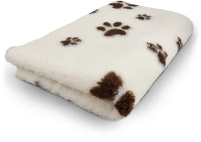 Vetbed Crème met Bruin Voetprint Pootjes - Anti-Slip Hondenmat Puppykleed - Hondenkleed Benchkleed Benchmat Dierenmat - Voor Werpkist en Hondenbench - Machinewasbaar 150 x 100 CM