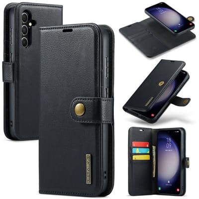 YPCd 2-in-1 Portemonnee Hoesje Geschikt voor Samsung Galaxy S23 FE – Afneembare Backcover met Magnetische Bookcase – Leer – Pasjesvakken, ID-Venster & Standfunctie – Zwart