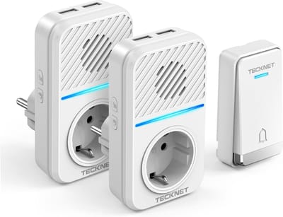 Draadloze Deurbelset met 2 Ontvangers en IP65 Bescherming, 400 m Bereik, 60 Melodieën en 5 Volumeniveaus