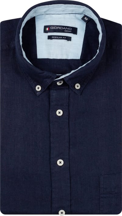 Giordano Navy Lange mouw Regular Fit Overhemd 617009 60