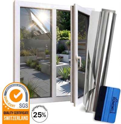 Homewell® Zonwerende Raamfolie - 60x200cm - Isolerend - Statisch & Herbruikbaar - Tegen Hitte & Inkijk - HR+ Geschikt – 25% Spiegeleffect Zilver