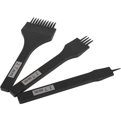 3 Stuks Leer Priembeitel 2,7 mm Zwart Glanzend Handvat Priembeitel Leer Pons Gereedschap voor Doe-het-zelf Leer Ambacht