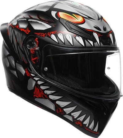 AGV K1 S LYZARD MATT BLACK/GREY/RED - Maat S - Integraal helm - Scooter helm - Motorhelm - Zwart - Scooterhelmen mannen en vrouwen.