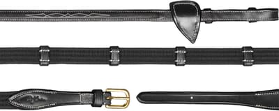 Dy'on - 5/8 Webband teugels met 9 leren passanten Zwart Pony
