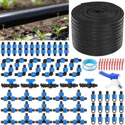 Druppelirrigatie Tape Kit 150M 5/8" met 6" Gaatjesafstand voor Tuin, Boerderij en Gazon Irrigatiesysteem