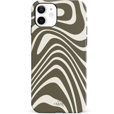 xoxo Wildhearts Boogie Wonderland Green - Double Layer - Hard case geschikt voor iPhone 11 hoesje - Golven print hoesje groen - Beschermhoes shockproof case geschikt voor iPhone 11 hoesje - Hoesje met golven print groen