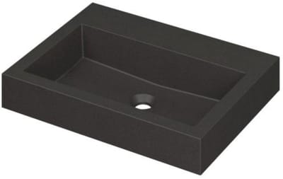 INK Momento Wastafel Quartz Zonder Kraangat - 600x450x90 mm - Quartz Zwart
