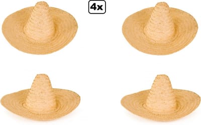 4x Sombrero naturel - stro hoed mexico landen festival thema feest party