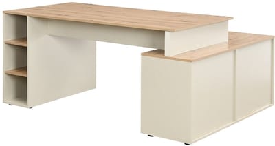 Vente-unique Hoekbureau met opbergruimte - MDF - Beige en naturel - ROMIARA