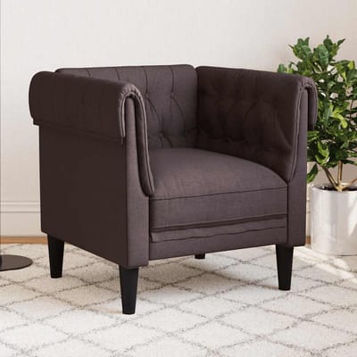 vidaXL - Fauteuil - Chesterfield-stijl - stof - donkerbruin