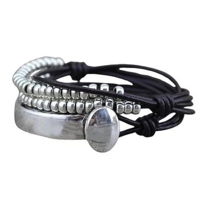 Marama - wikkelarmband Dayz donkerbruin leer - damesarmband - nikkelvrij - bangle
