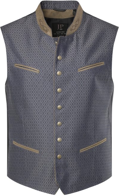 JP 1880 - Heren - Vest klederdracht geborduurde opstaande kraag - Navy blauw - Maat 70