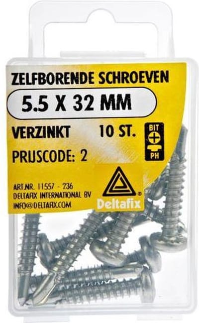 5.5x32mm zelfborende schroef verzinkt 10st