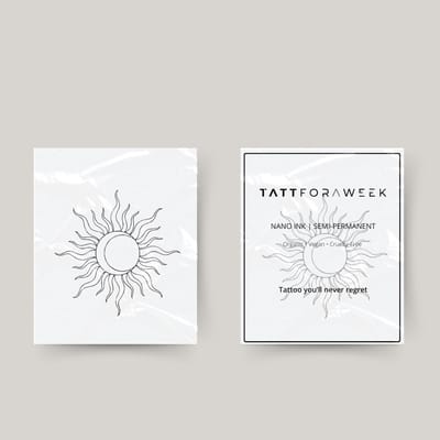 Tijdelijke tattoo stralende zon | Neptattoo volwassenen | Tijdelijke tattoo voor volwassenen | Temporary tattoo | Plaktattoos voor volwassenen | Neptattoos | Probeer zorgeloos een tattoo | tattforaweek