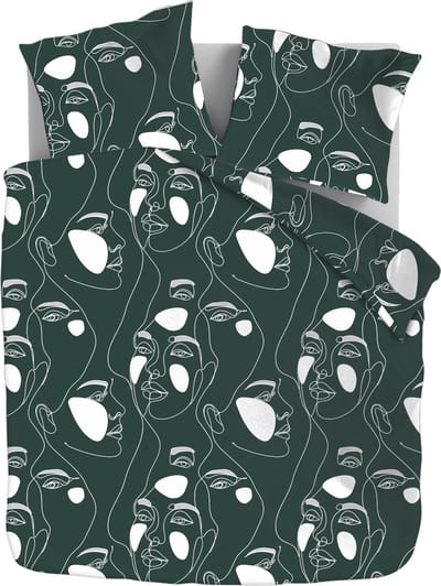 Zydante® Dekbedovertrek Printed 140x200/220 cm - Green Faces - met 1 Kussenslopen
