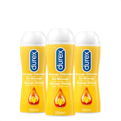 Durex Massage Olie en Glijmiddel 2-in-1 - Sensual met Ylang Ylang - 200ml x3