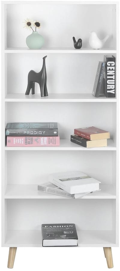 Boekenkast - Boekenstandaard - Boekenkast Kinderkamer - 5 Archiefplanken - Wit - Woonkamer - 60 × 24 × 144 cm (B × D × H)