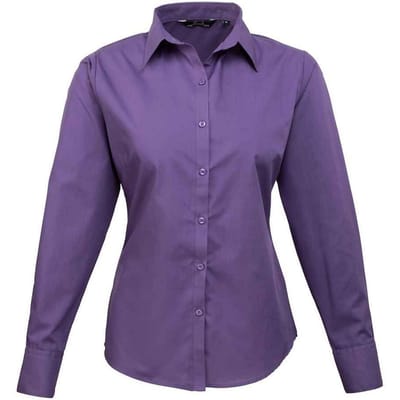 Premier Dames/Dames Popeline Blouse met Lange Mouwen (Paars)