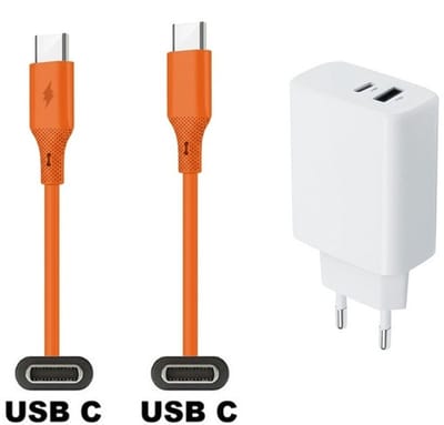 20W snellader met 2 poorten + 1,0m USB C naar C kabel. Universele PD lader. Oplader oplader past op Samsung Galaxy M21, M30, M40, M54, M55s, M05, F42, M10s, M11, Z, M06, M42, M20, M31s, M32, M32, F05