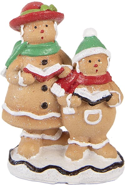 Clayre & Eef Kerstdecoratie Beeld Gingerbread man 10x6x13 cm Bruin Kunststof