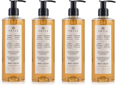PRIJA Regenererende, voedende shampoo met rucola, met pompje, veganistisch, 4x 380 ml
