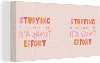 Canvas Schilderij Studeren - Tijd - Spreuken - Student - 40x20 cm - Wanddecoratie