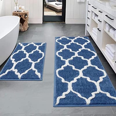 Badkamertapijt Set - Badmatten Set - Badkamer Droog - Super Absorberend - 2 Delig - Blauw
