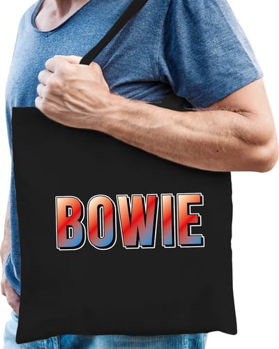 Bowie muziek fan cadeau tas zwart heren- kado tas / tasje / shopper
