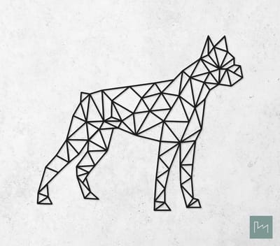 Laserfabrique Wanddecoratie - Geometrische Hond Boxer - Medium - Zwart - Geometrische dieren en vormen - Houten dieren - Muurdecoratie - Line art - Wall art