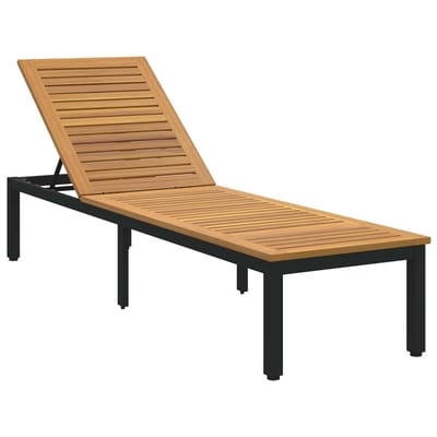 vidaXL - Ligbed - Zwart - 200 - x - 55 - x - 35 - cm - Massief - Acacia - Hout