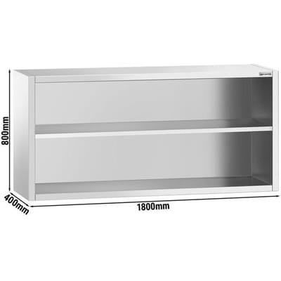 GGM Gastro Edelstahl Wandhängeschrank PREMIUM - 1800x400mm - ohne Schiebetür - 800mm hoch