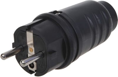 ProPlus Schuko stekker - geaard en slagvast - 230V - IP44 - zwart