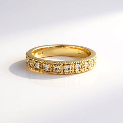 Cavill - Gouden Ring - 375 Geelgoud - 10 SI2 Bruine Diamanten Ronde Briljant 0,27 ct - Luxe & Elegante Verfijnde Ring Dames