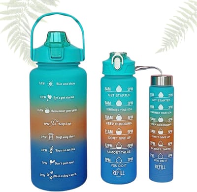 Bovista Motivatie Waterfles - Motivatie Drinkfles - 2 Liter - Met Tijdmarkering - Mannen - Vrouwen - Blauw