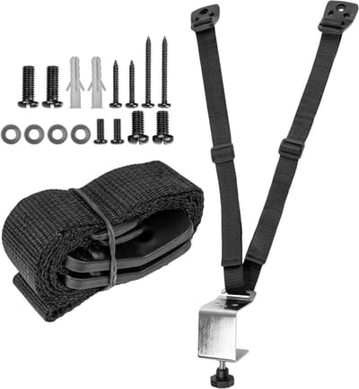 K ব্যতি - Anti-tip bandjes - Kinderen beschermen - Schroefbevestiging - 1 set - Zwart