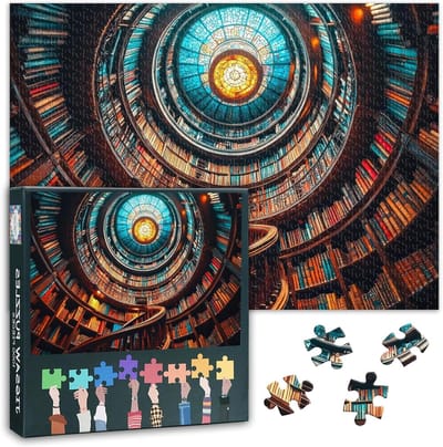 Bibliotheekpuzzel 1000 stukjes - Architectuurpuzzel Volwassenen - Ontspannend Tijdverdrijf - Genummerd Rugsysteem - 50x70 cm - Puzzel-07