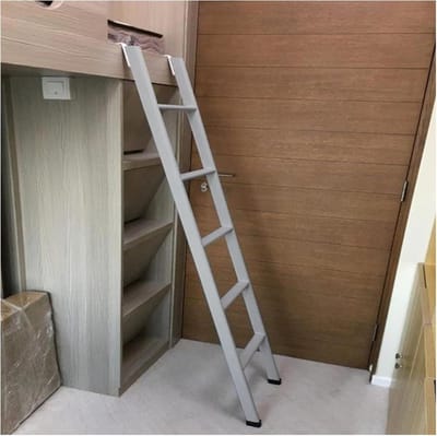Stapelbed Ladder - Hoogslaper Toegang - Veilig Klimmen - Gecoate Ijzeren Haken - 160 cm Hoog - Grijs