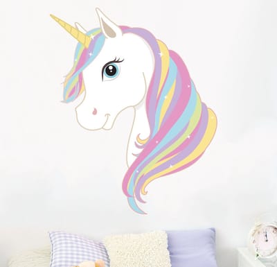 Muursticker unicorn | Eenhoorn kinderkamer muurdecoratie | Wanddecoratie meisje unicorn