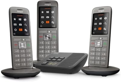 Draadloze Vaste Telefoon - DECT Telefoon - Thuiscommunicatie - Groot Kleurendisplay - 3 Handsets - Antraciet