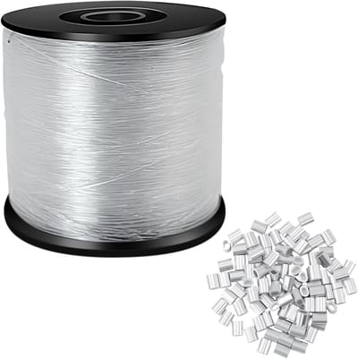 Sterke Heldere Onzichtbare Vissnoer 200M met 100 Aluminium Crimp Sleeves, 0.8mm Monofilamentlijn voor Vissen en Creatieve Projecten