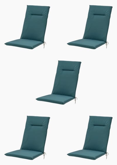 Madison - Tuinkussens - Hoge Rug - 5 st - Eco Aegon Blue - 123x50cm - Blauw - Met lint