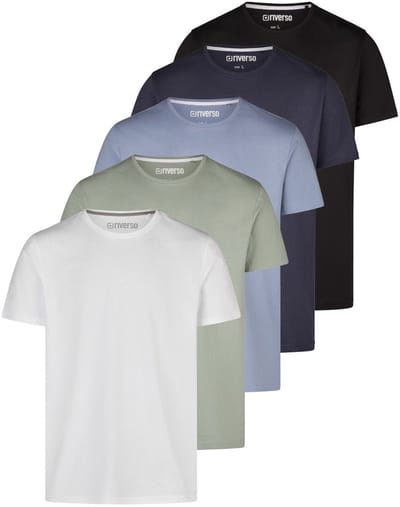 riverso Heren T-Shirt RIVDean 5 Pack regular fit Veelkleurig S Ronde Hals Volwassenen - gemaakt van 100% katoen