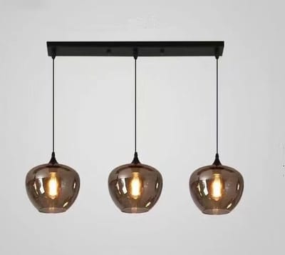 Mbc living - Hanglamp 3 lichts - Apple smoke glas - zwart ophangplaat 100x10cm