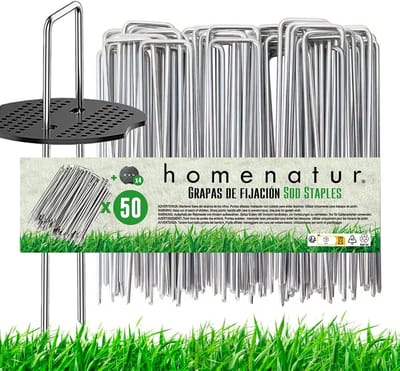 Kunstgras nietjes - Tuin klemmen - Bodem bevestiging - Verzinkt staal - 15 cm lang - Zilverkleurig