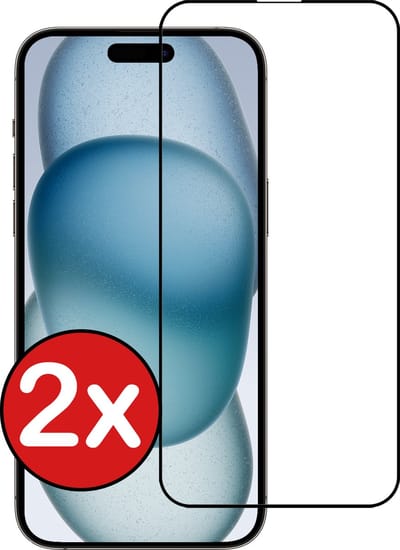 Screenprotector - 2 Stuks - Geschikt voor Apple iPhone 15 Pro - Full Cover - Beschermglas - Gehard Glas - Tempered Glass - Screen Protector