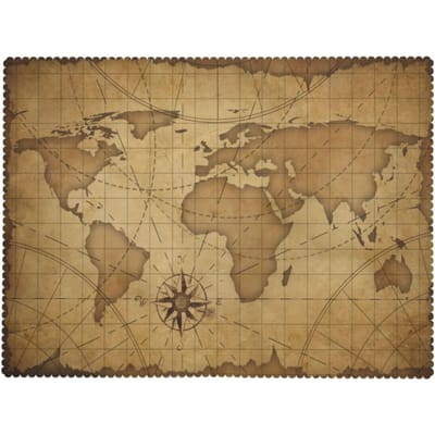 Vintage Wereldkaart Tafelkleed Oude Nautische Reis Avontuur Piraat Verkenning Tafeldecoratie 140x140cm