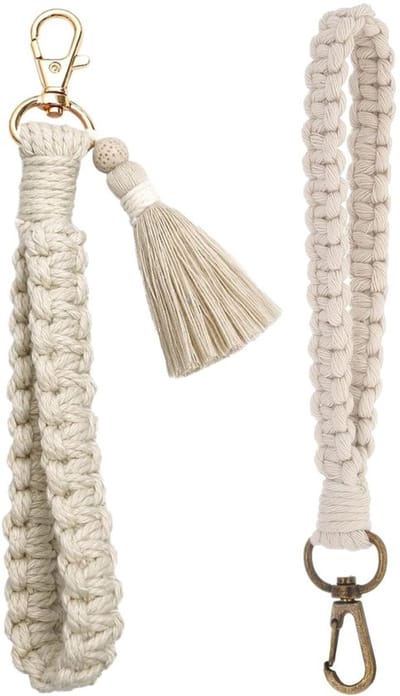 Sleutelhanger Boheemse Stijl - Gevlochten Sleutelhanger - Korte Lanyard - Autosleutelhanger - 2 Stuks - 21,5 cm x 5,5 cm x 1,7 cm - Sleutelkoord